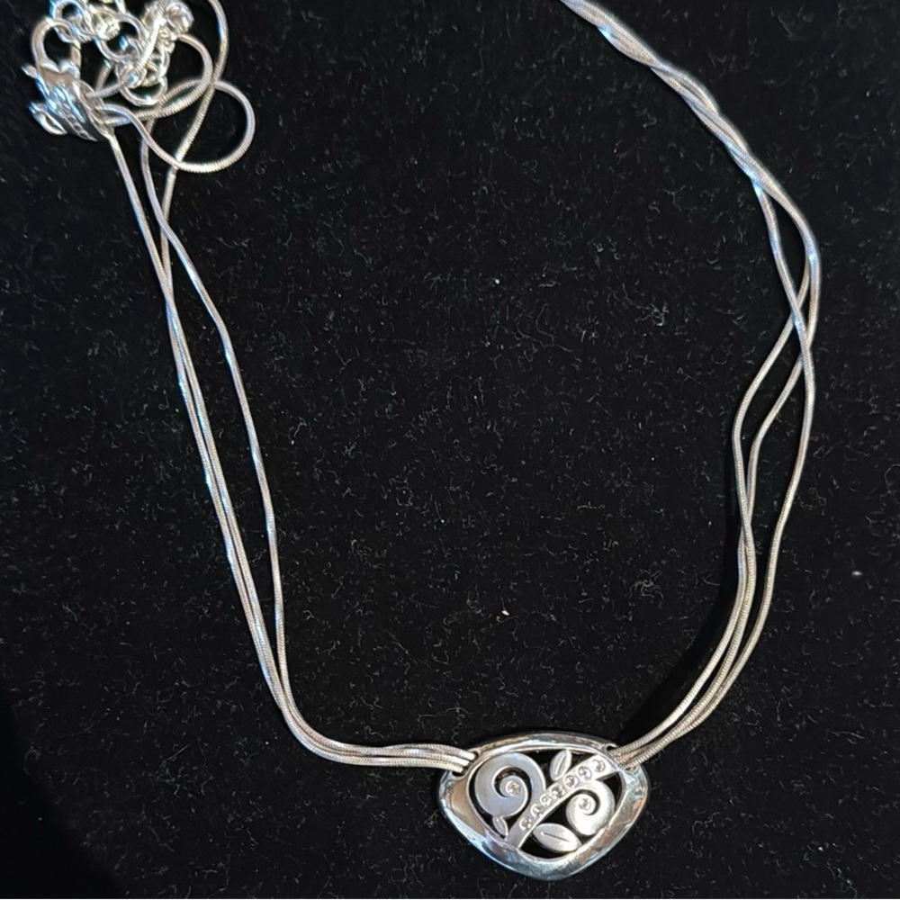 Brighton Eve Delight Leaf Silver Crystal Pendant Necklace